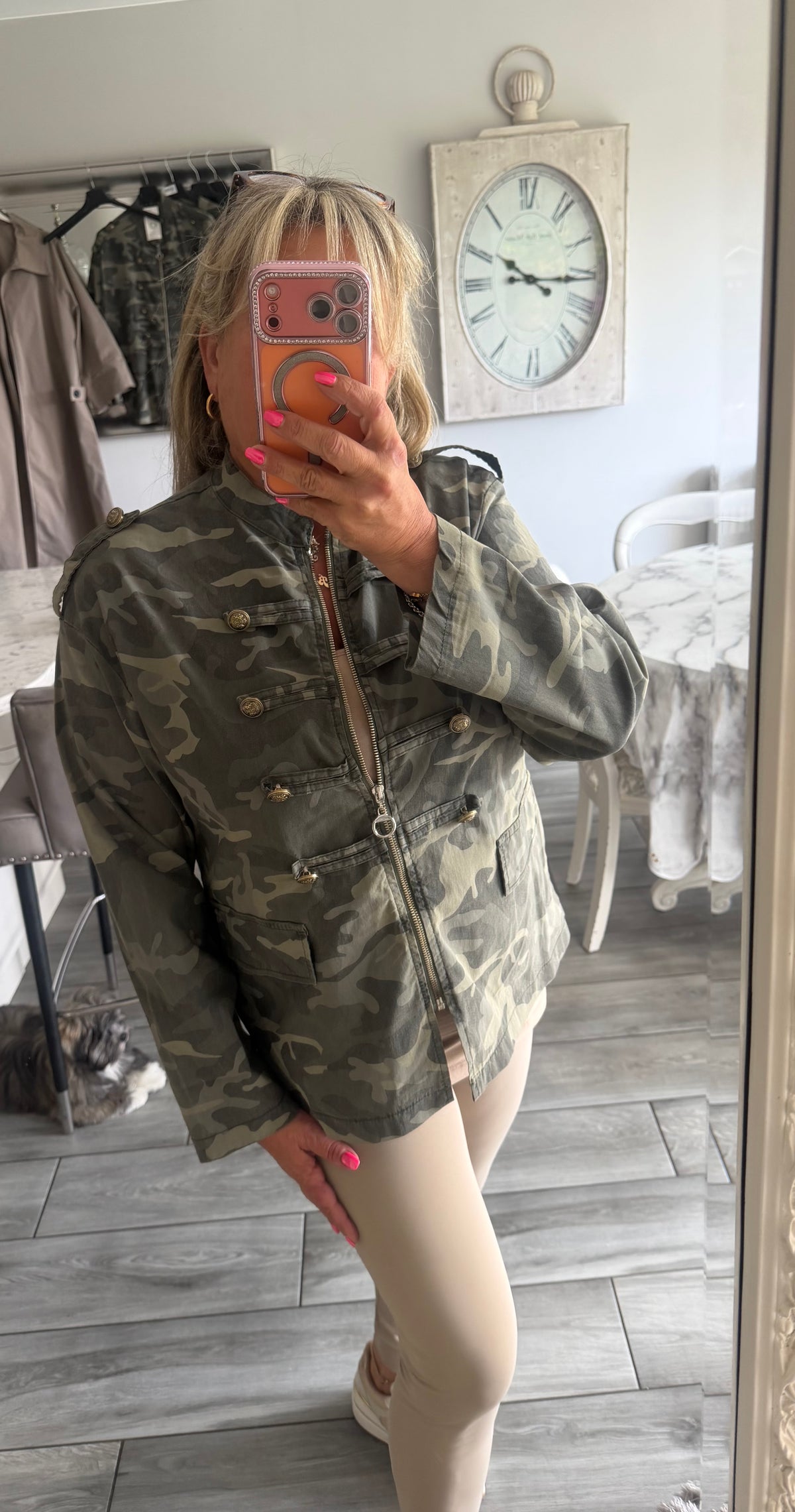 Maggie camo military style zip close lightweight jacket