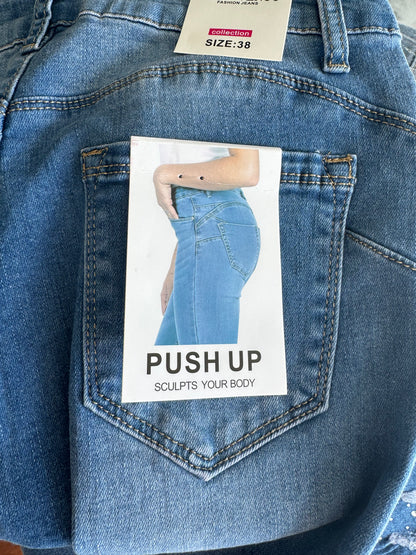 Sienna push up stretch jeans with crystal detail