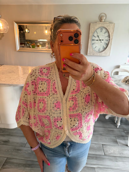 Antigua crochet cardigan top 100% cotton