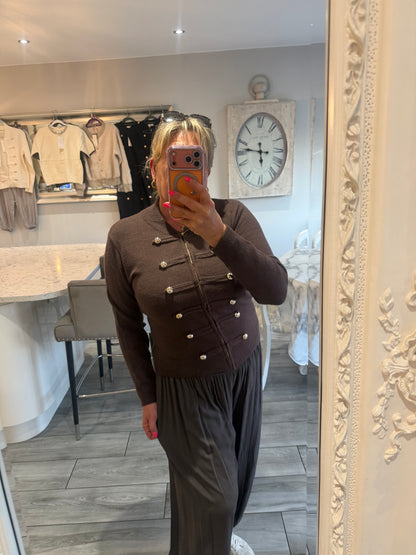 Tina military style zip cardigan/jumper