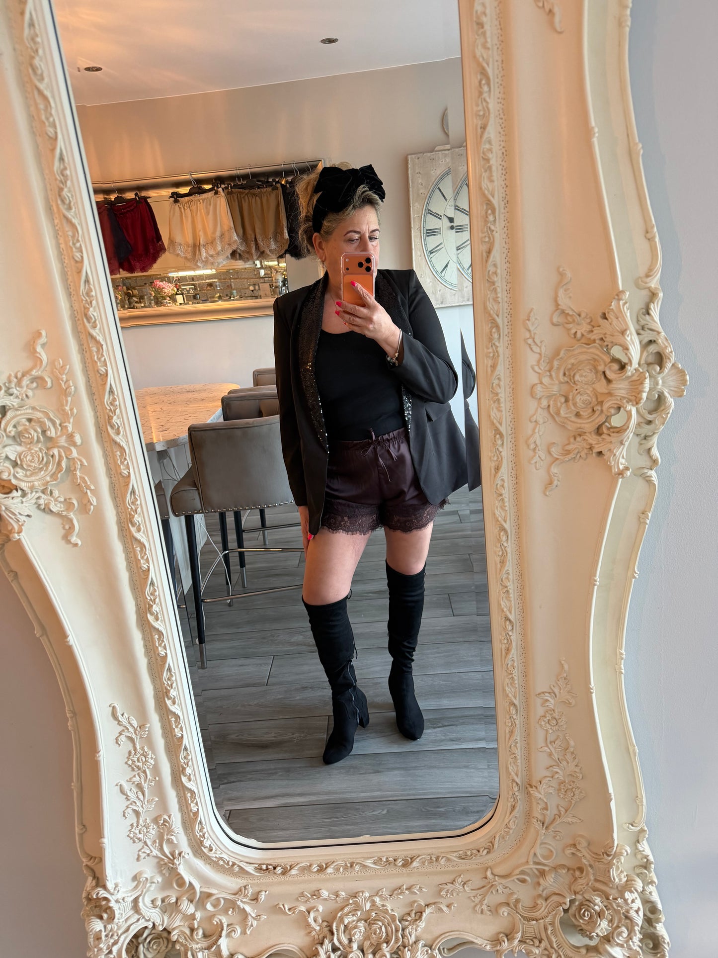 Faye satin lace shorts