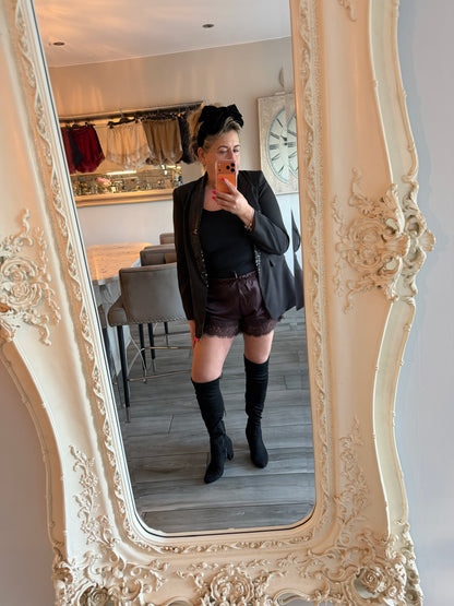 Faye satin lace shorts