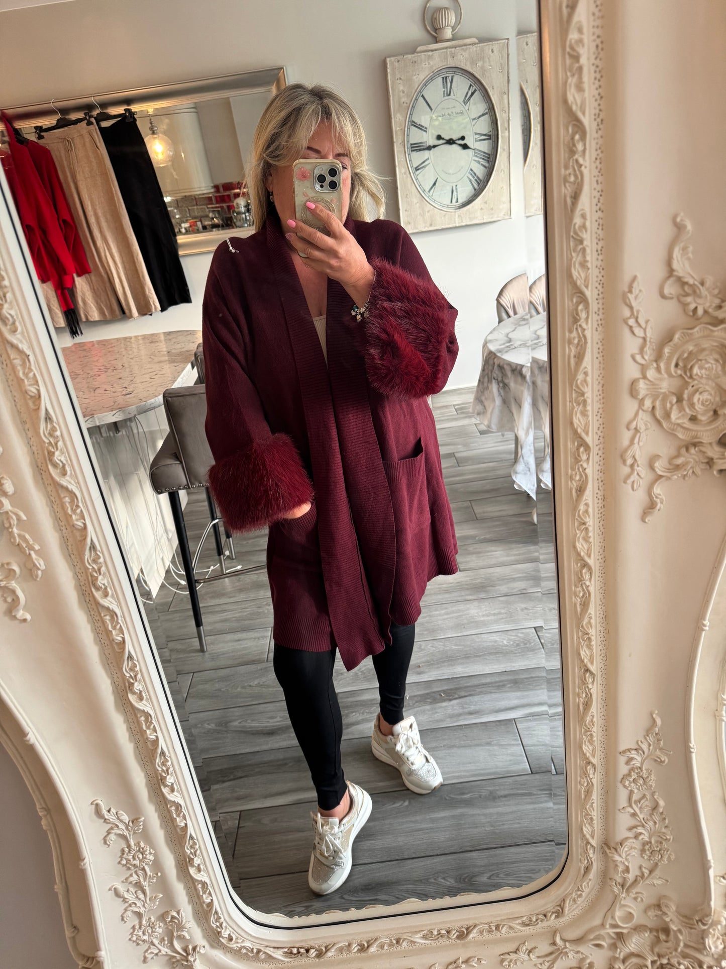Molly cardigan with faux fur cuffs