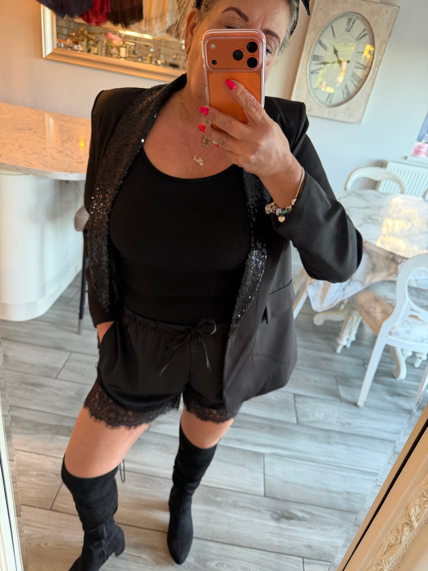 Faye satin lace shorts