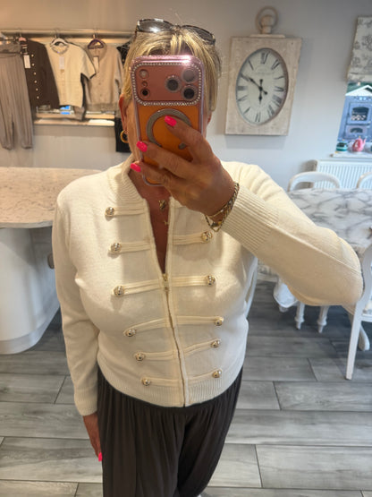 Tina military style zip cardigan/jumper