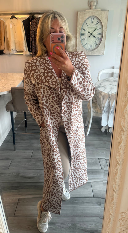 Laura Open cardigan leopard print with pockets