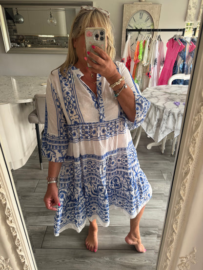 Negroni china blue stitch dress