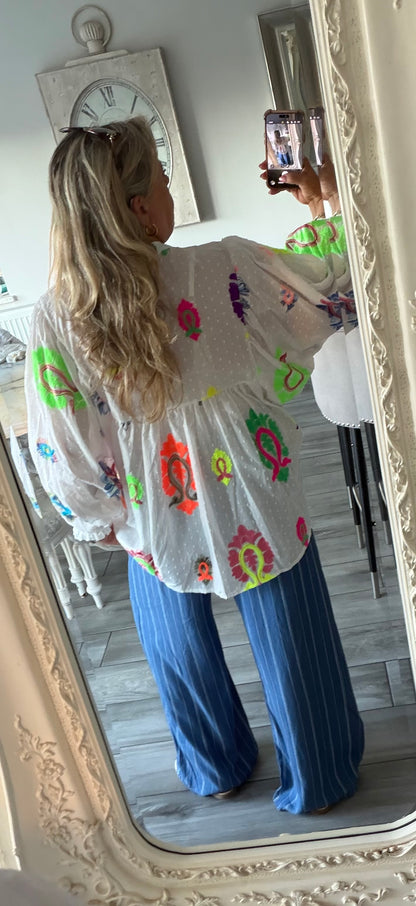 Paris blouse floaty balloon style sleeves