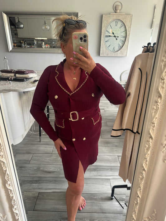 Ella smart short dress gold chanelesque chain detail