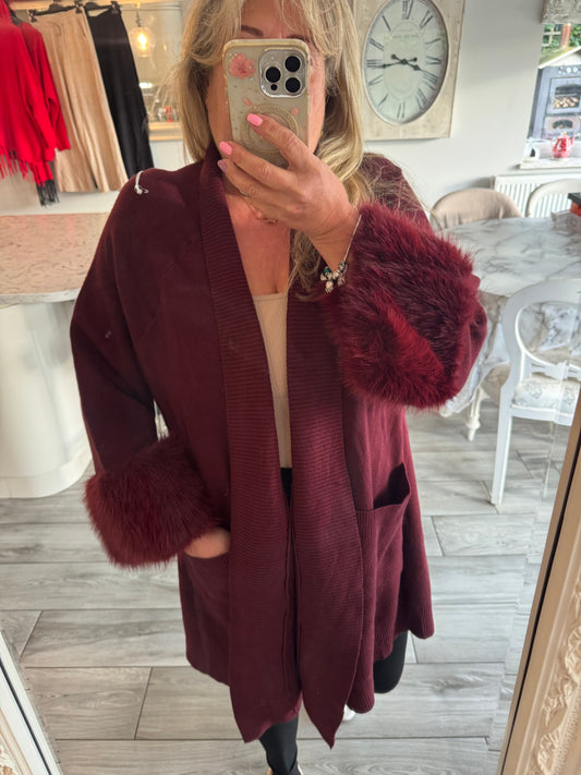 Molly cardigan with faux fur cuffs