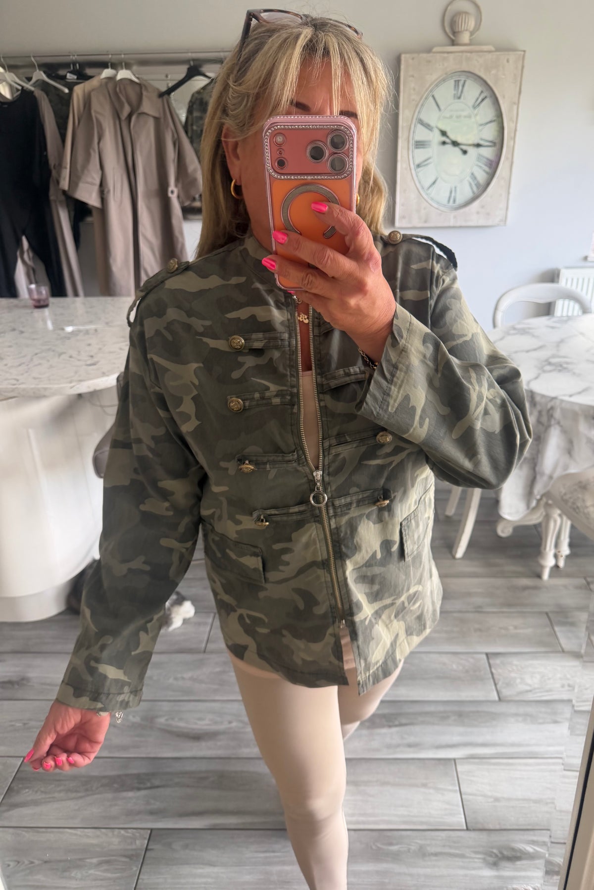 Maggie camo military style zip close lightweight jacket