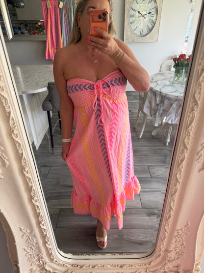 Monica Shirred top cotton mix sundress