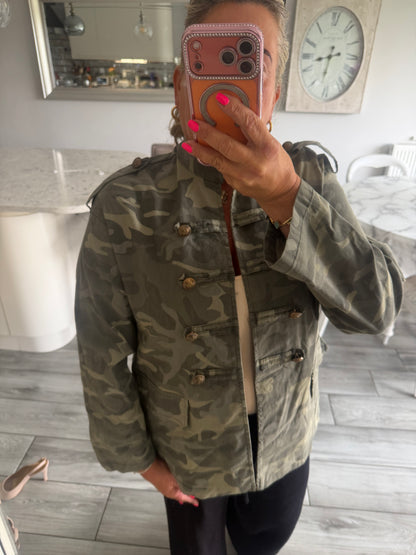 Maggie camo military style open jacket