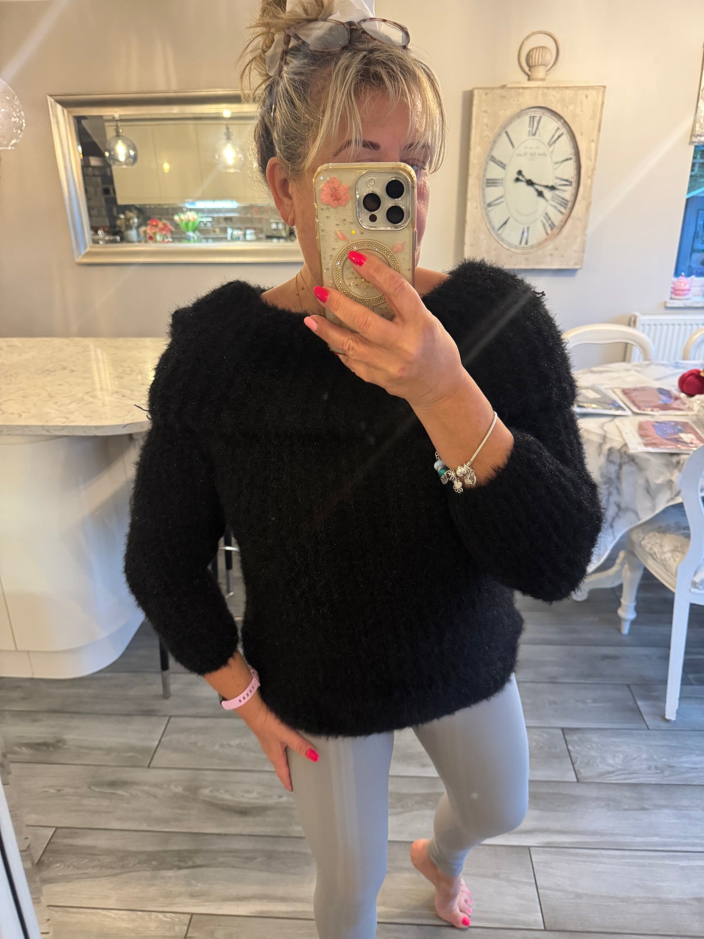 Chantelle off shoulder fluffy jumper