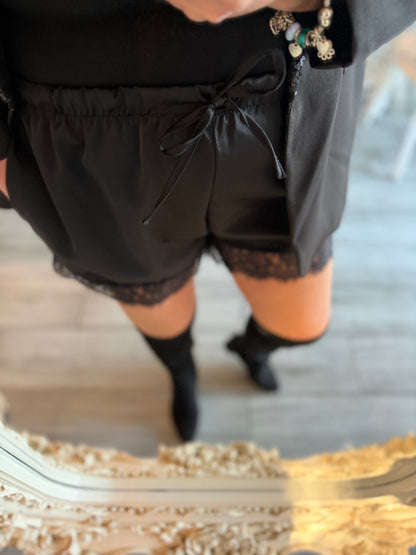 Faye satin lace shorts