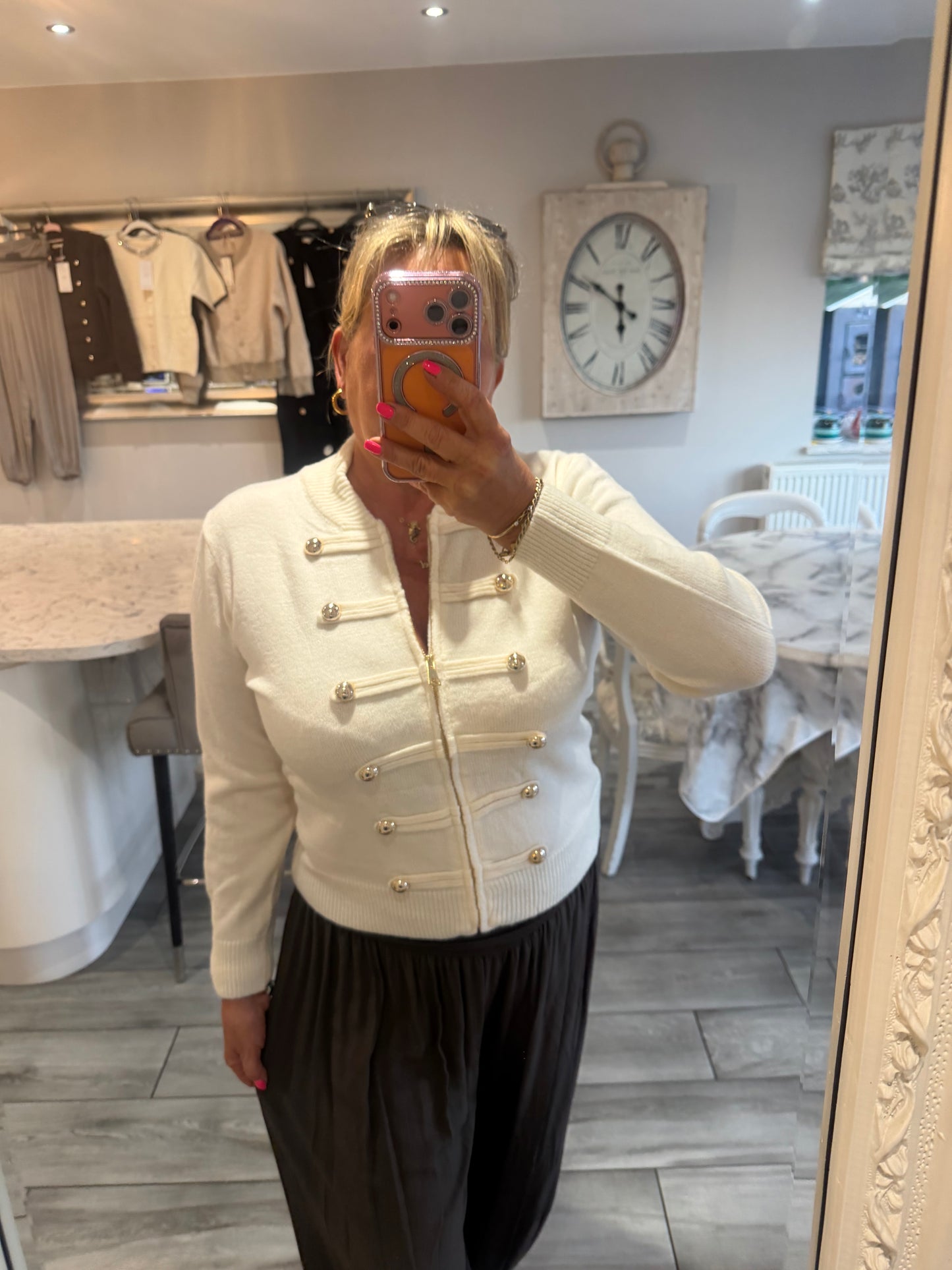 Tina military style zip cardigan/jumper