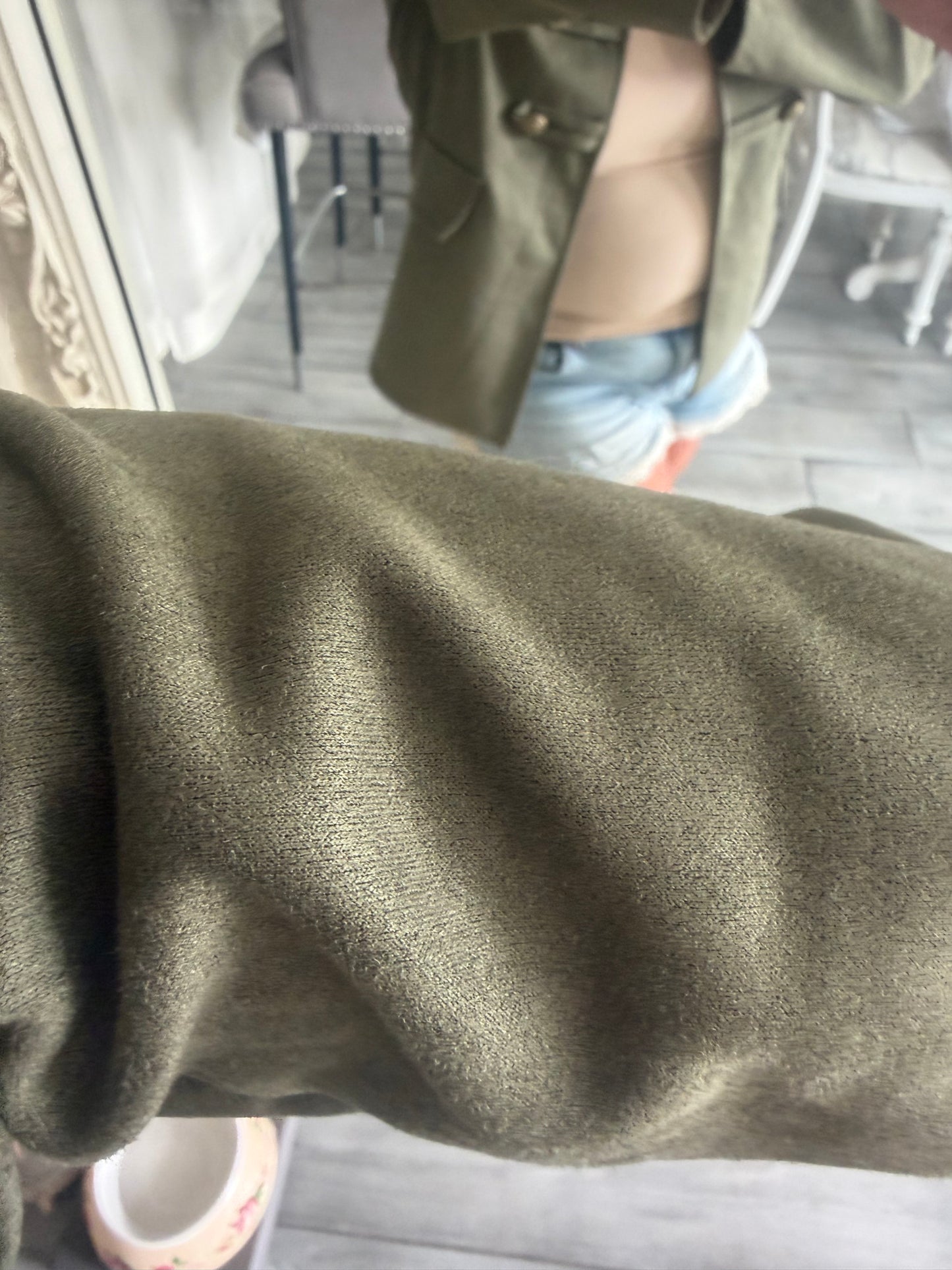Flo suedette military style lightweight open jacket