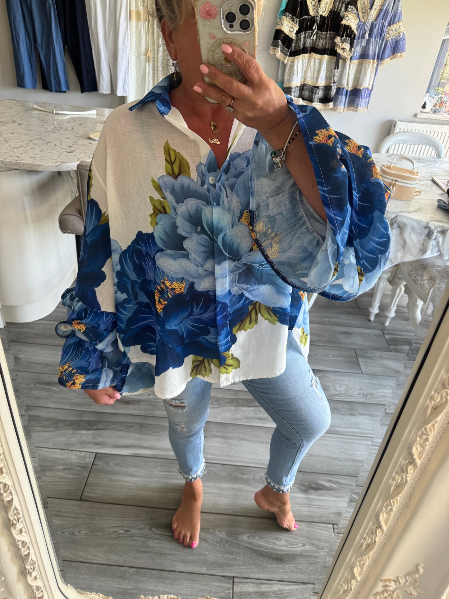 Kirsty frill sleeve oversize shirt