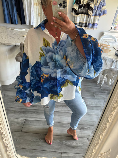 Kirsty frill sleeve oversize shirt