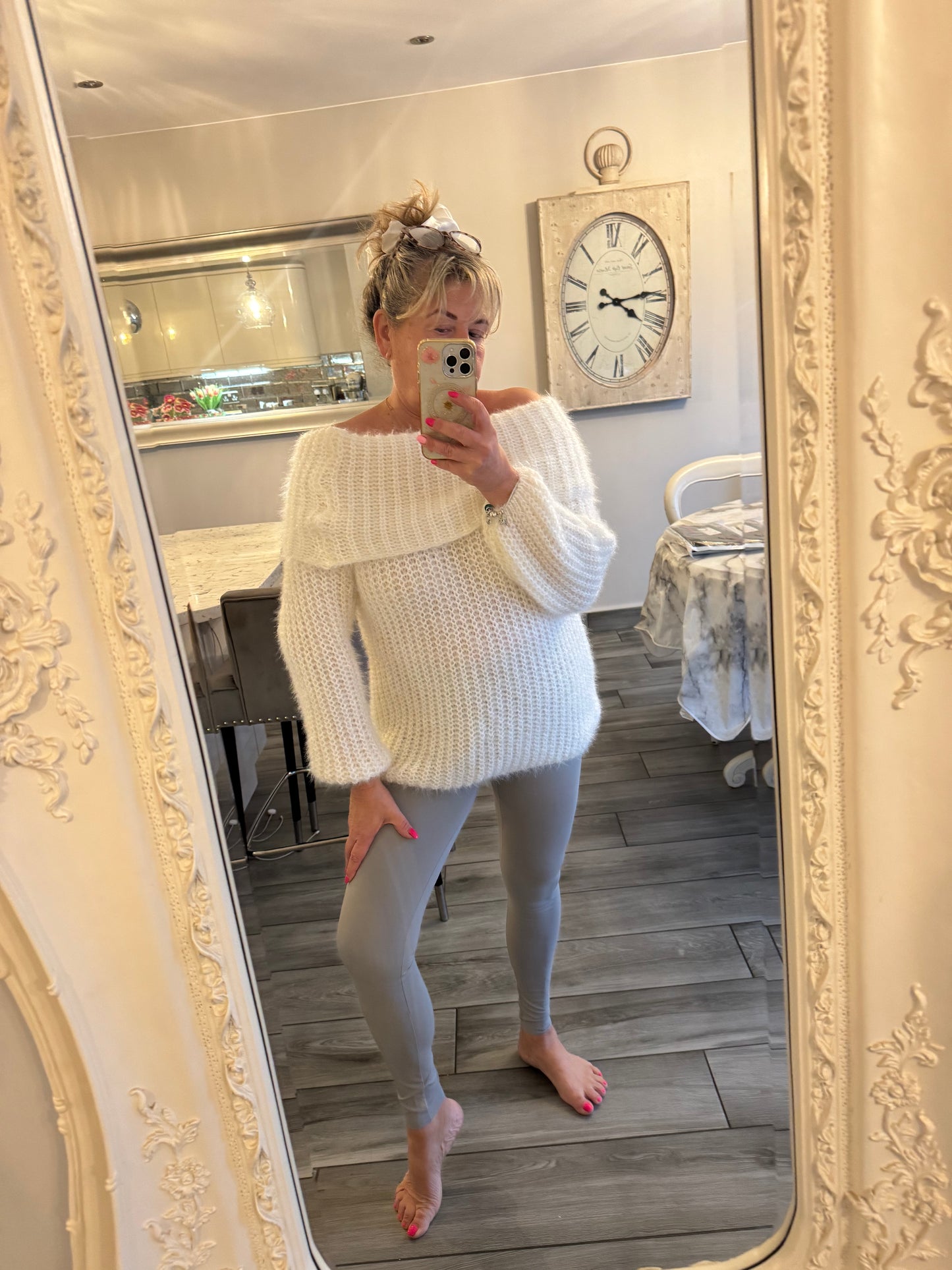 Chantelle off shoulder fluffy jumper