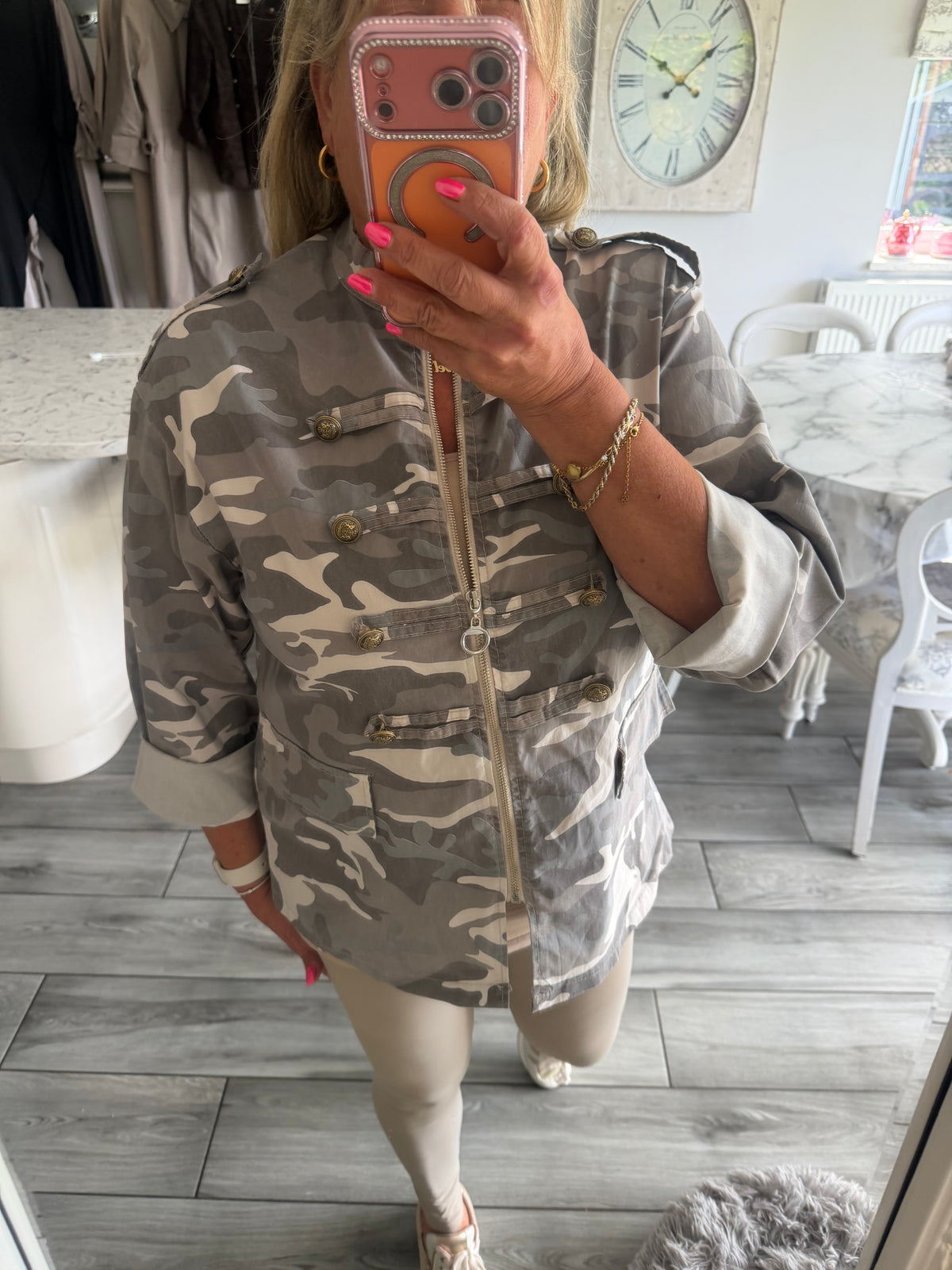 Maggie camo military style zip close lightweight jacket