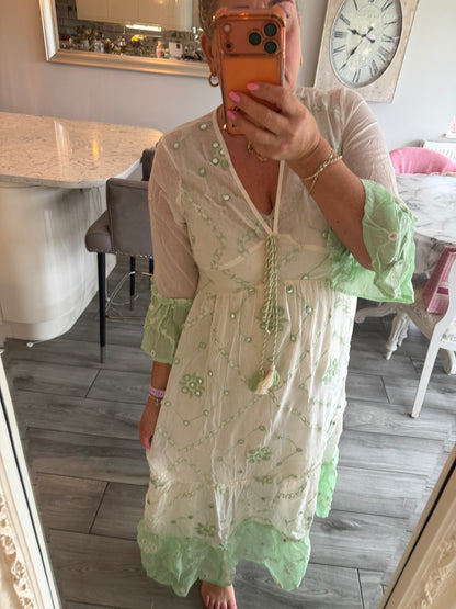 Louise maxi dress with skirt underlay fine material