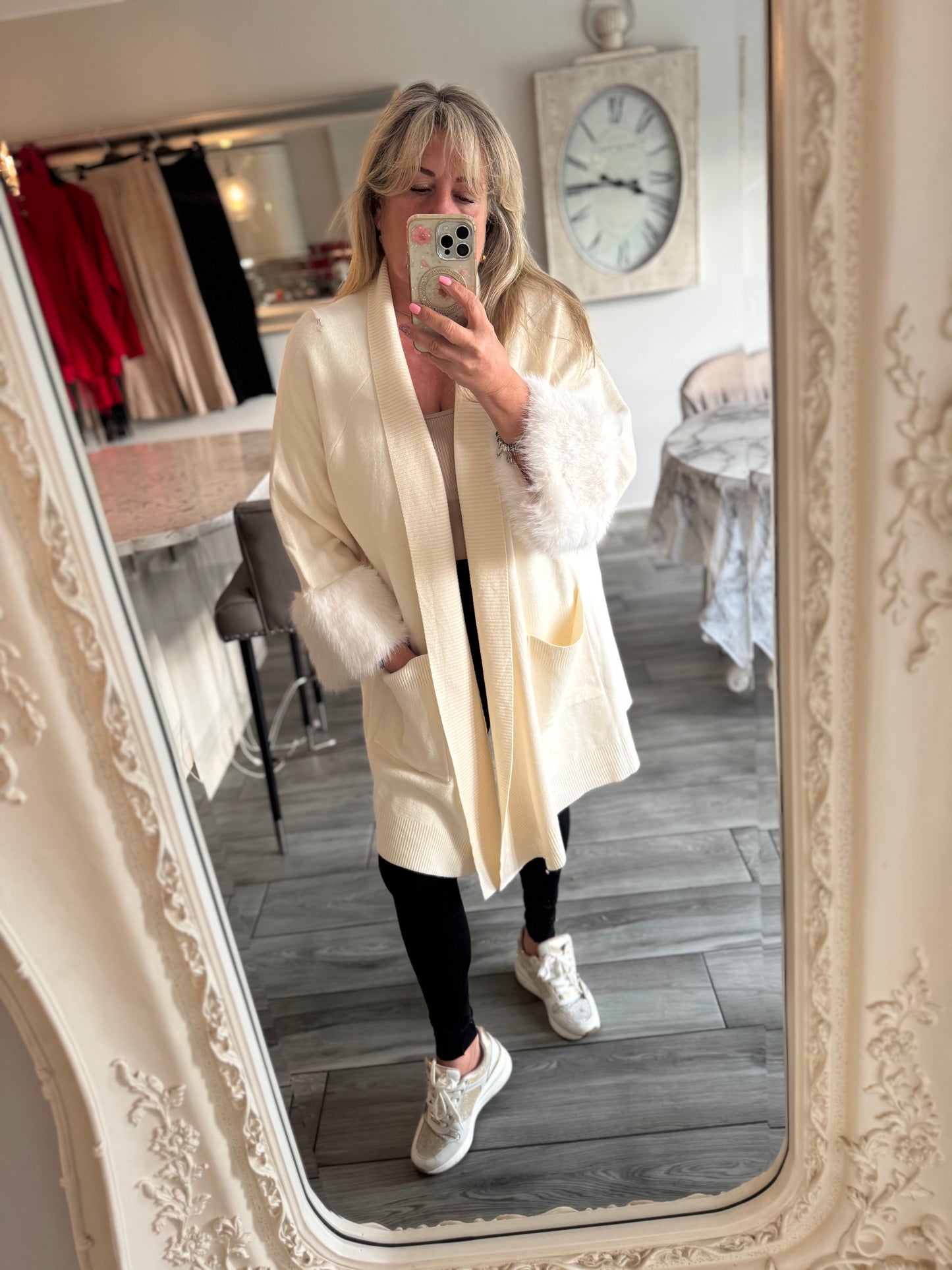 Molly cardigan with faux fur cuffs