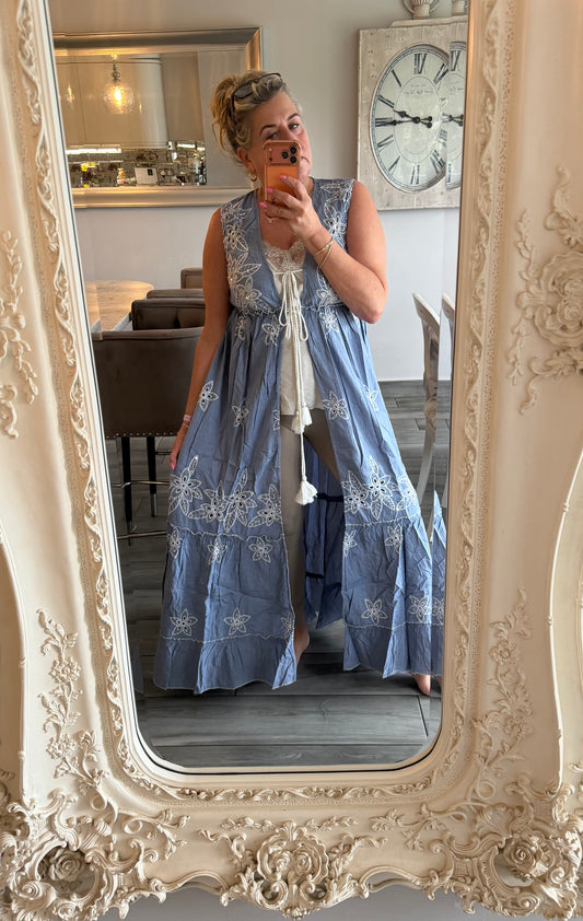 Netta sleeveless open dress with tassel ties