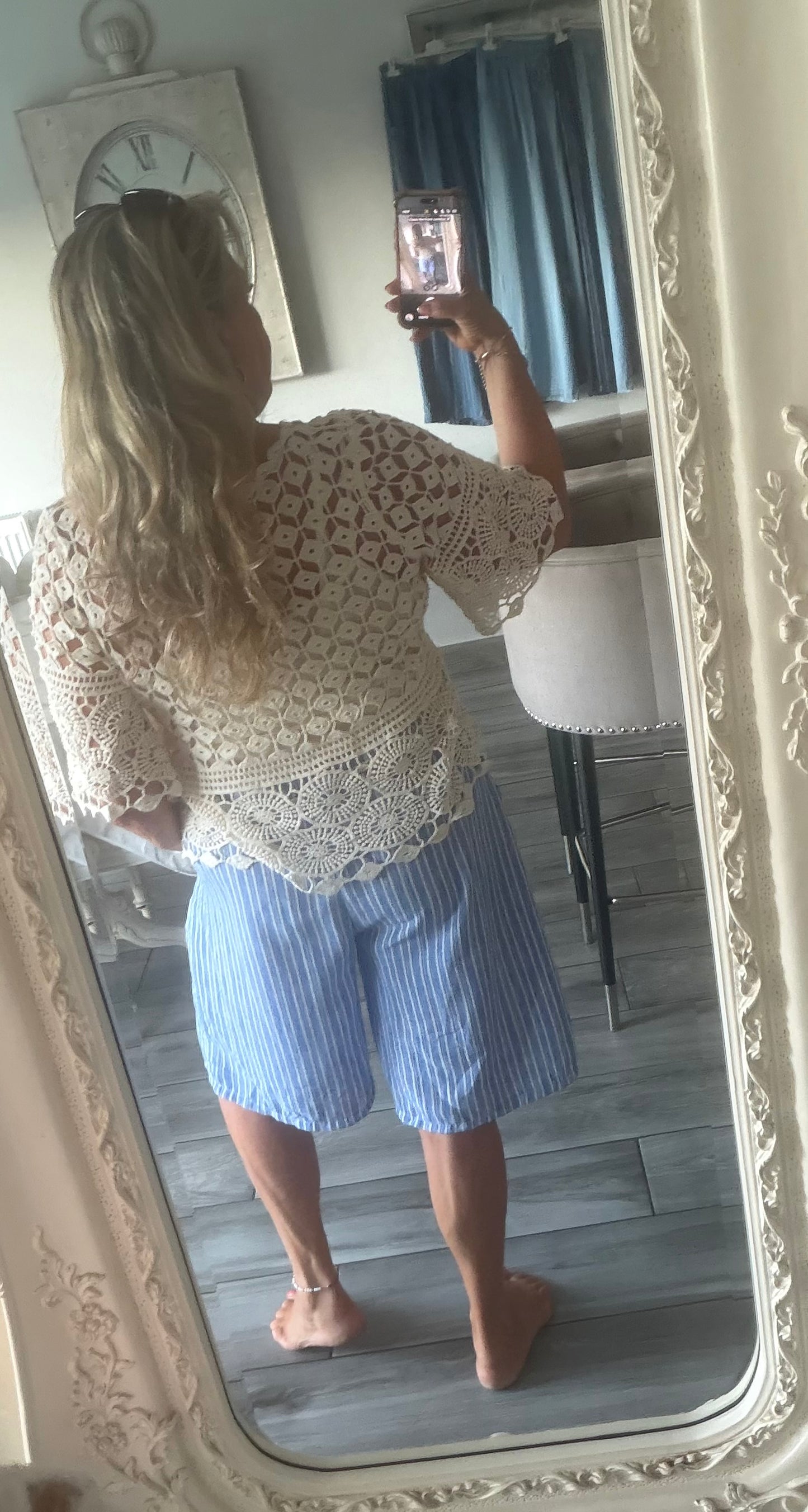 Patty long stripe shorts with loose belt