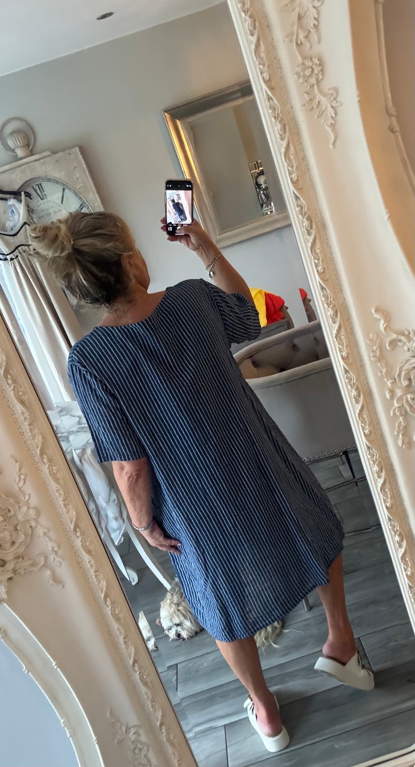 Pina 100% Cotton pinstripe dress with pockets