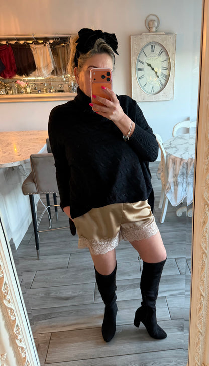 Faye satin lace shorts