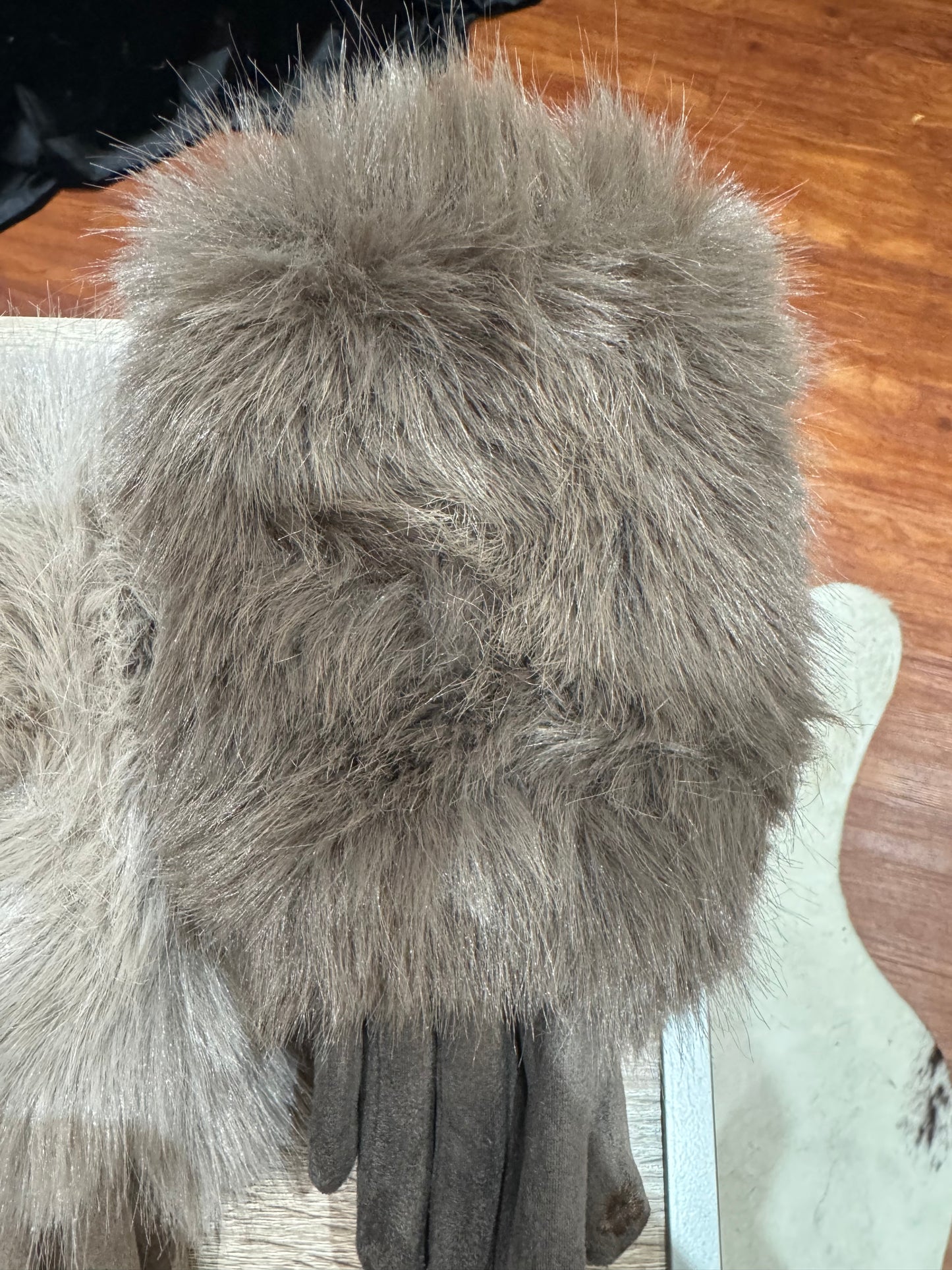 Francine suedette and faux fur gloves