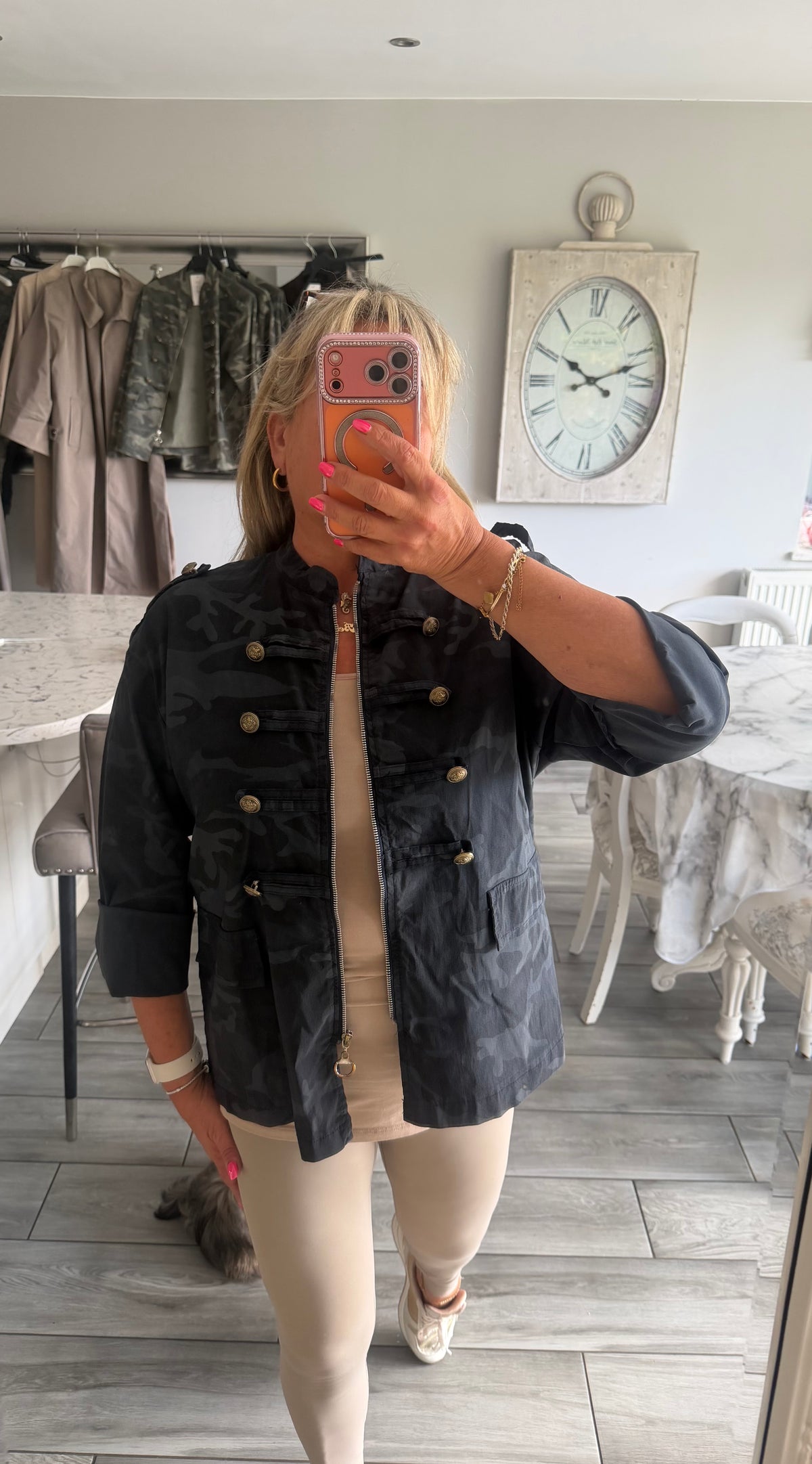 Maggie camo military style zip close lightweight jacket