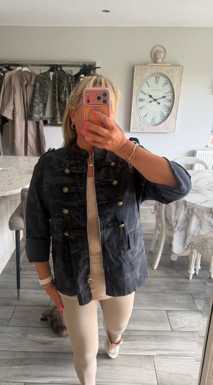Maggie camo military style zip close lightweight jacket