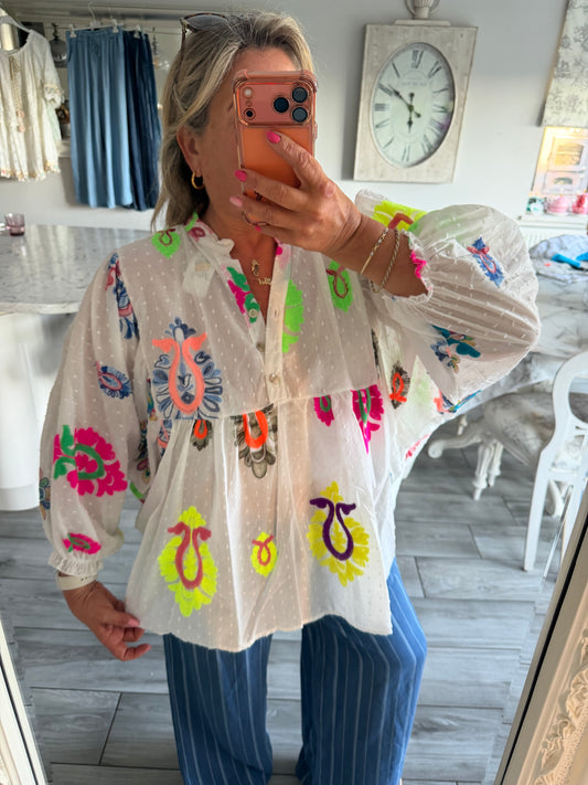 Paris blouse floaty balloon style sleeves