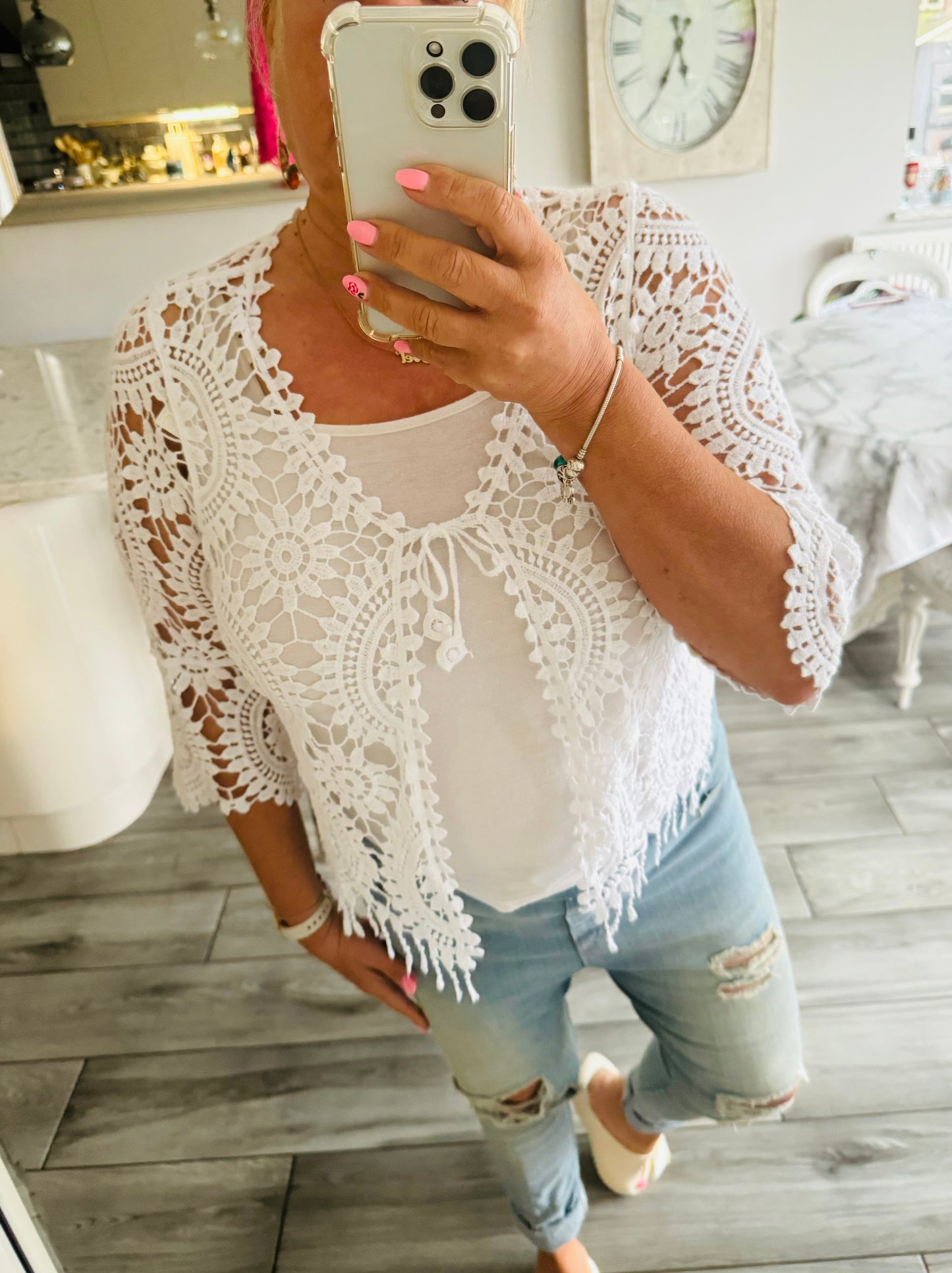 Georgia Crochet Short Open Cardi