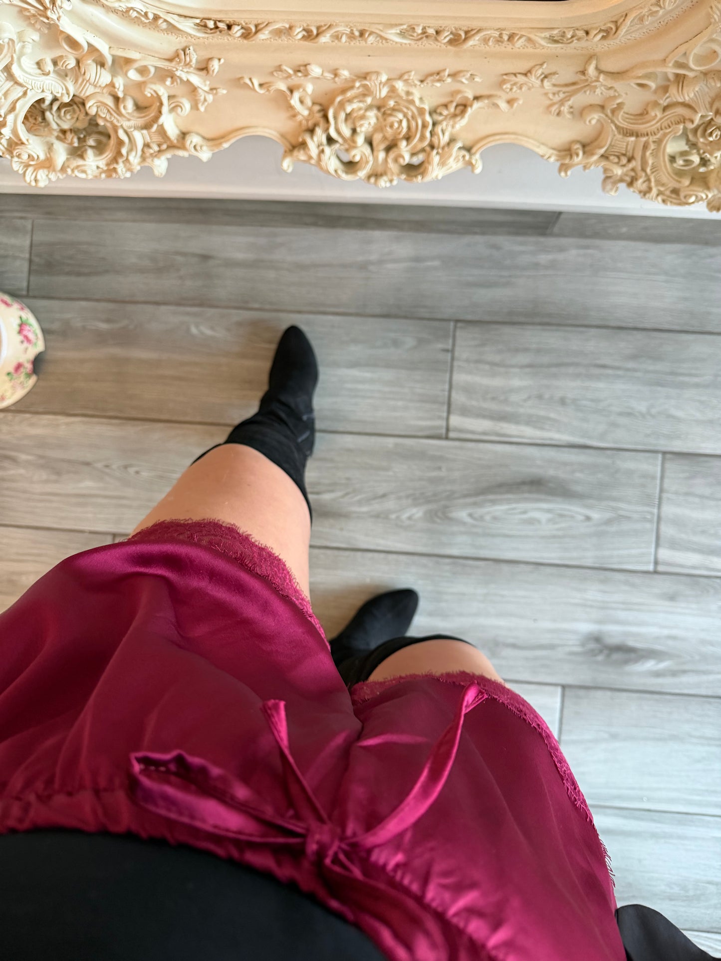 Faye satin lace shorts