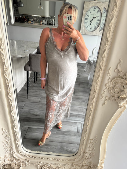 Keely satin lace dress