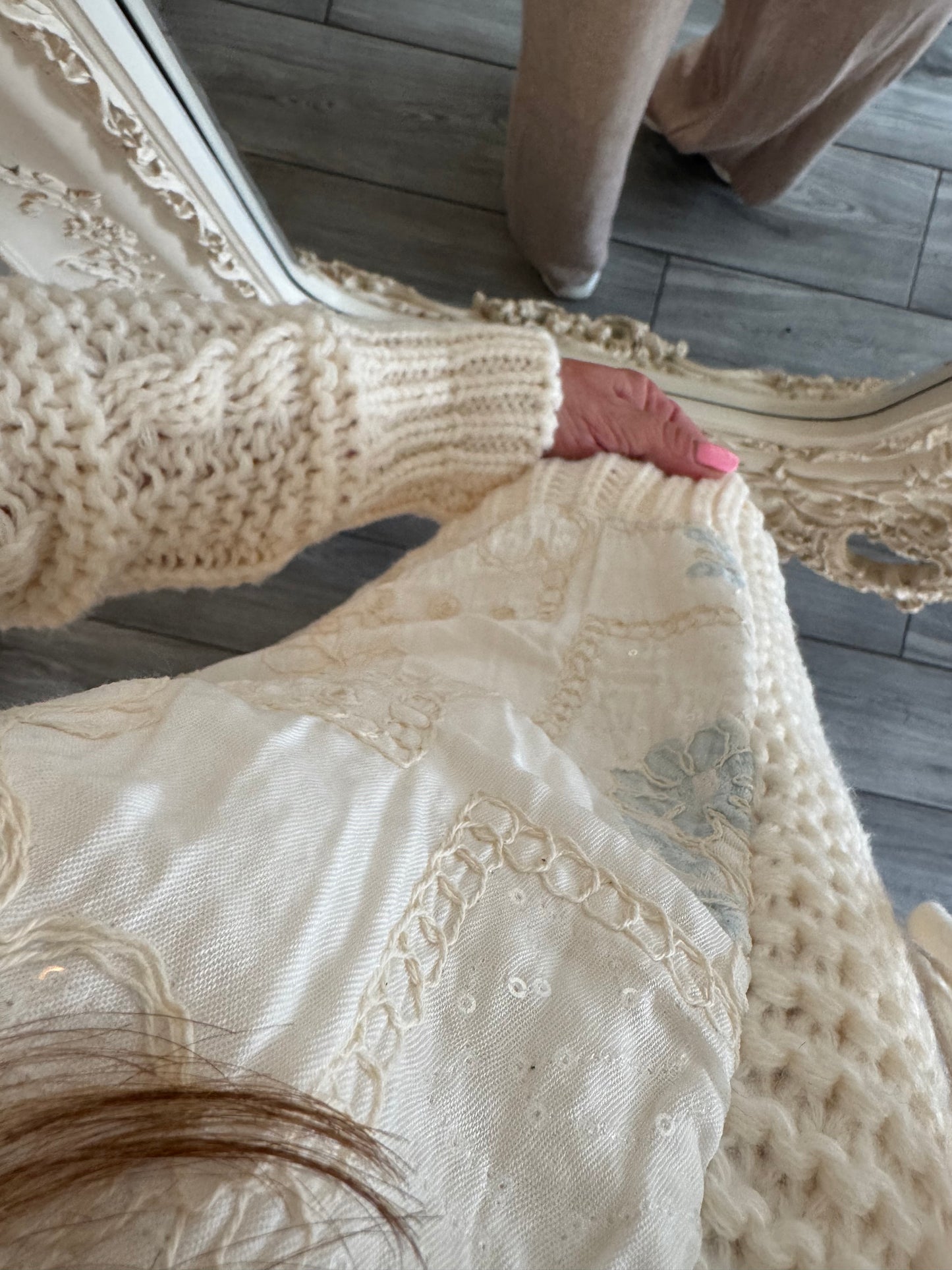 Mulan thick knit pretty cardigan cream