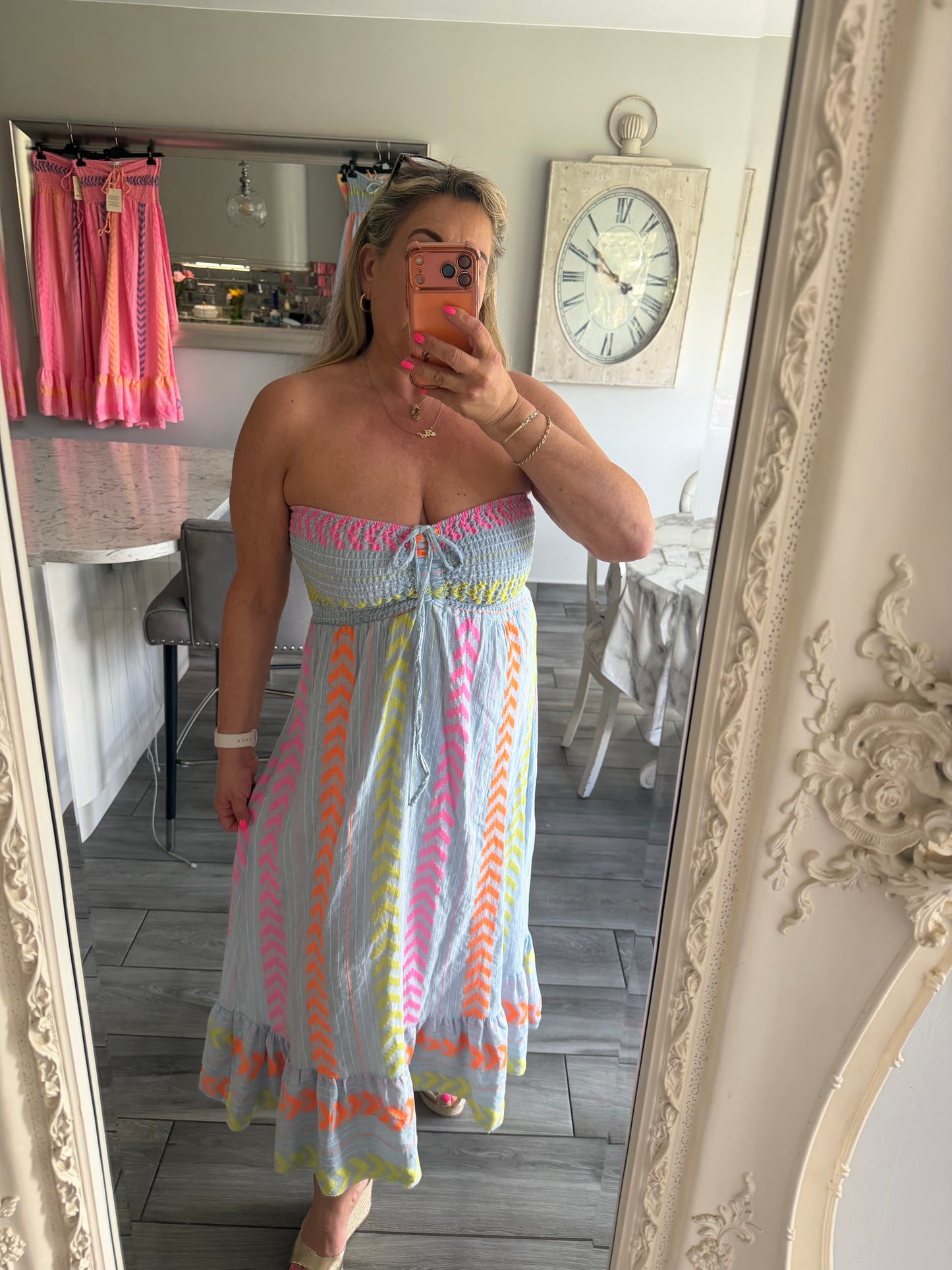 Monica Shirred top cotton mix sundress