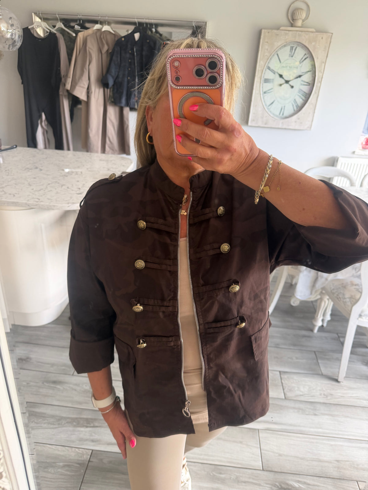 Maggie camo military style zip close lightweight jacket