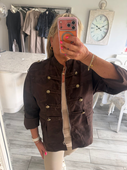 Maggie camo military style zip close lightweight jacket