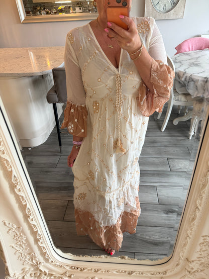 Louise maxi dress with skirt underlay fine material