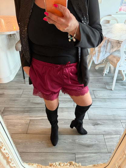Faye satin lace shorts