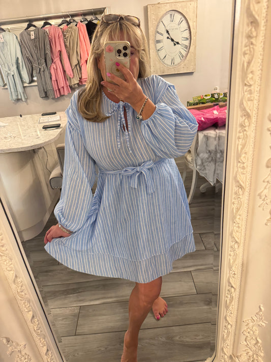 Judith pinstripe long sleeve dress