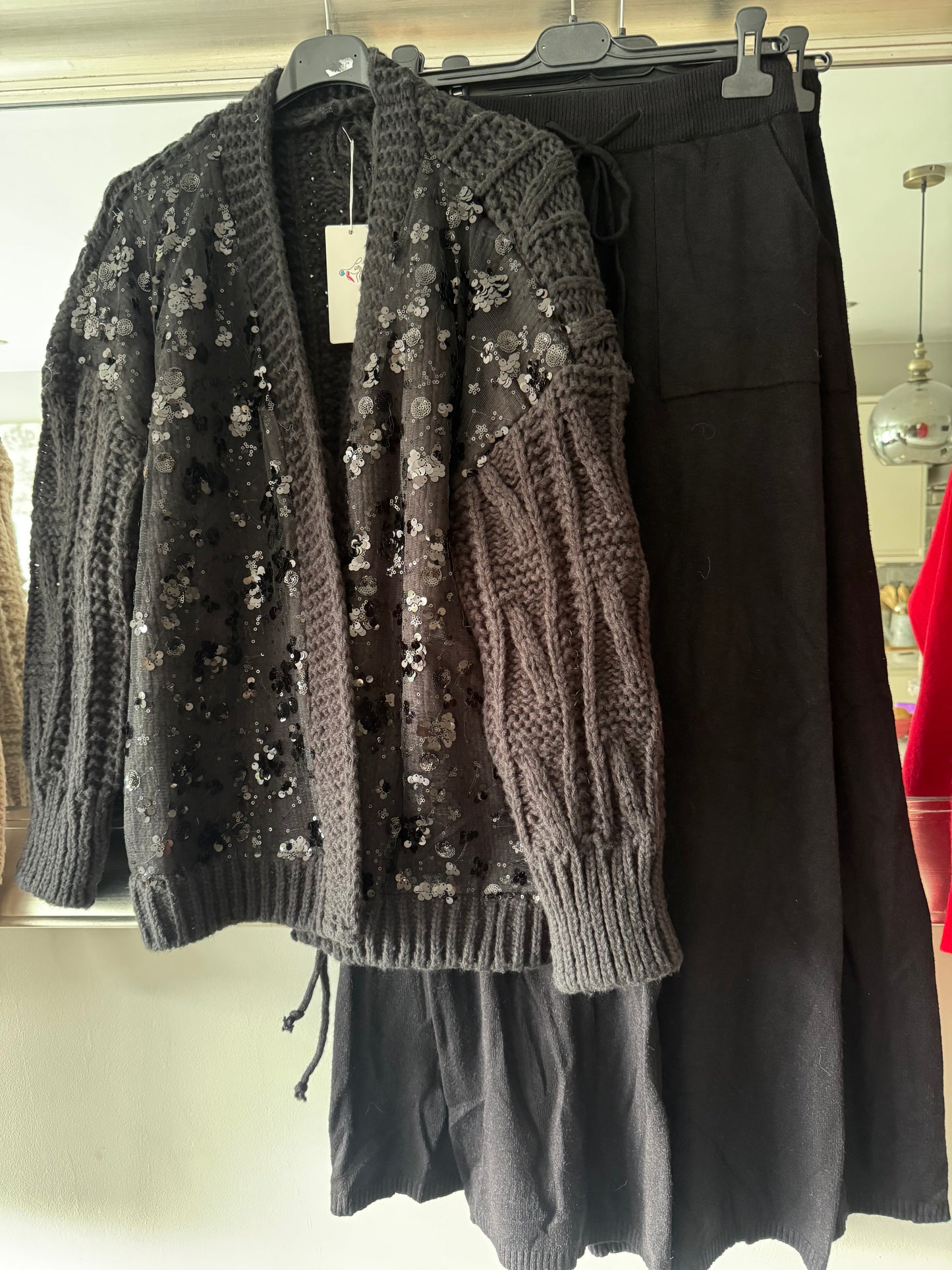 Bella Thick Knit Sequin cardigan