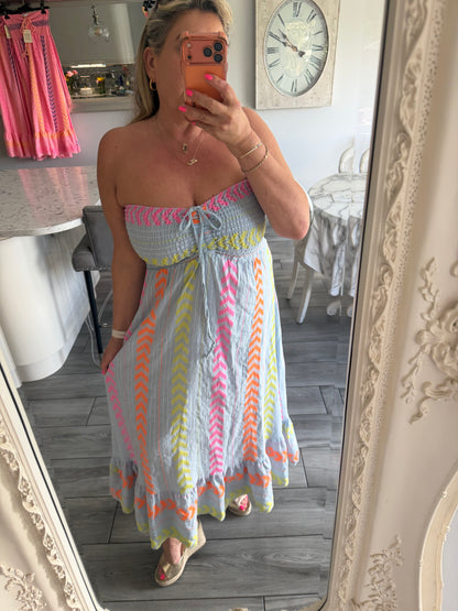 Monica Shirred top cotton mix sundress