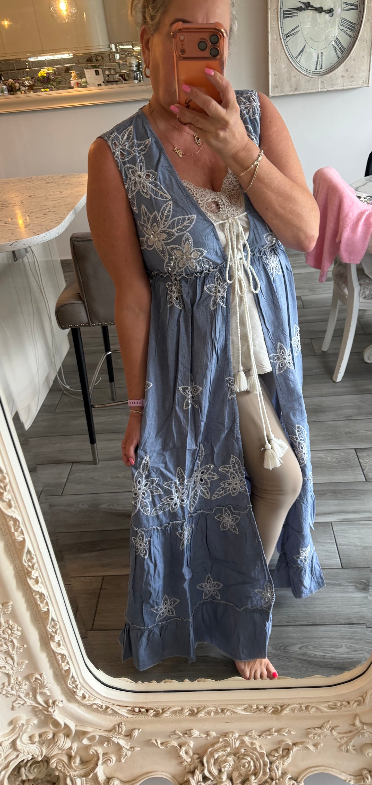 Netta sleeveless open dress with tassel ties