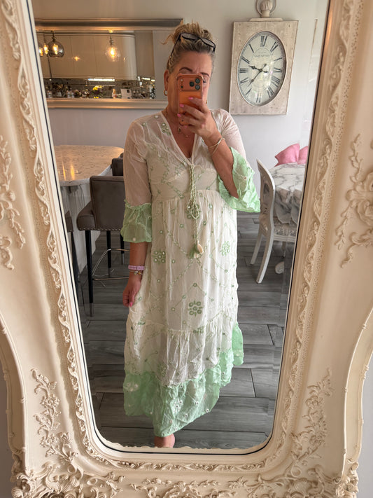 Louise maxi dress with skirt underlay fine material