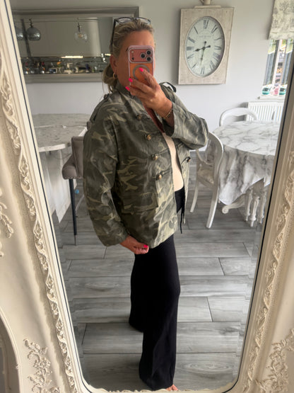 Maggie camo military style open jacket